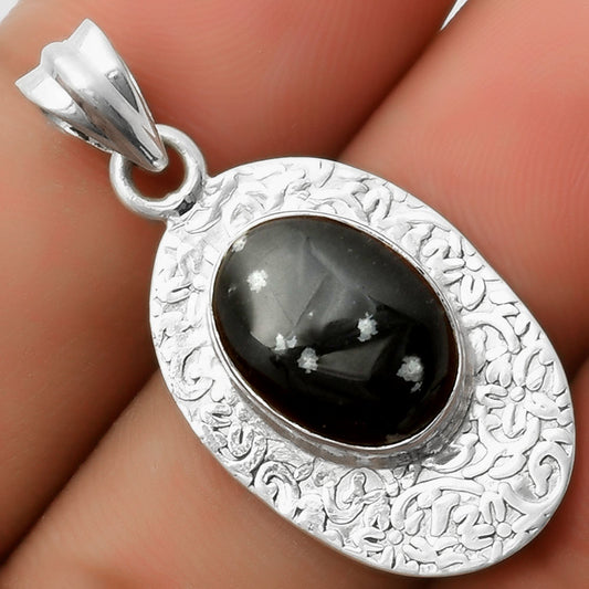 Natural Snow Flake Obsidian Pendant P-1392 SDP114533