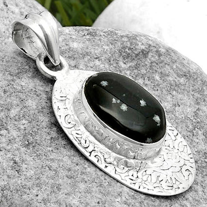 Natural Snow Flake Obsidian Pendant P-1392 SDP114533