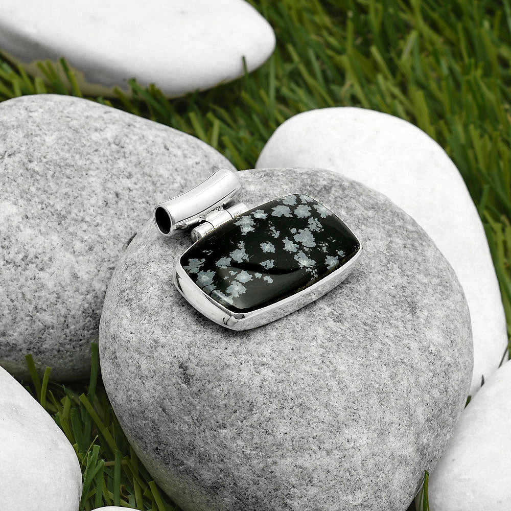Natural Snow Flake Obsidian Pendant P-1621 SDP114549