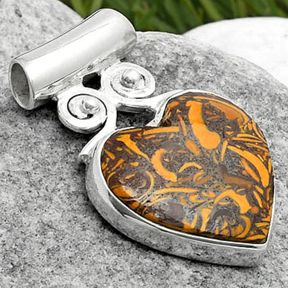 Heart Coquina Fossil Jasper - India Pendant P-1597 SDP114552