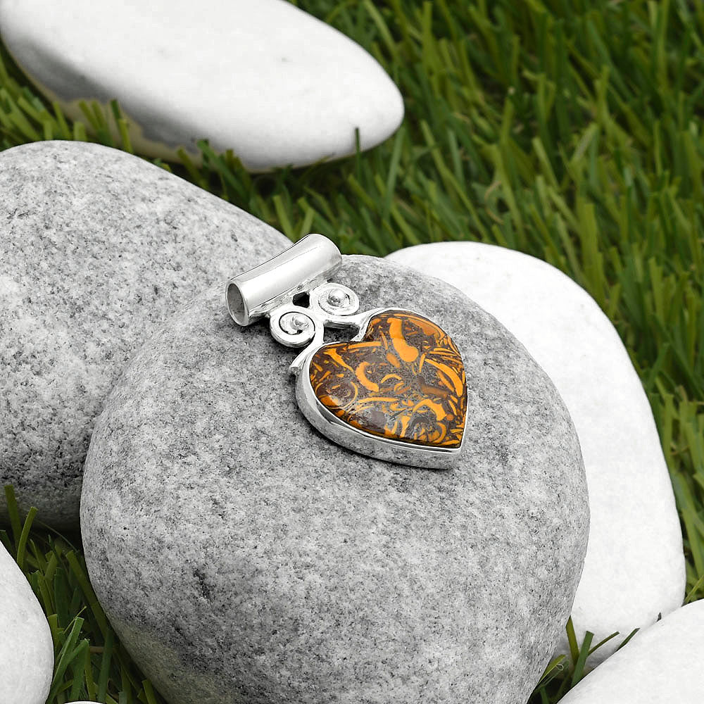 Heart Coquina Fossil Jasper - India Pendant P-1597 SDP114552