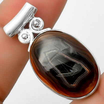 Natural Black Botswana Agate Pendant P-1597 SDP114557