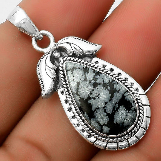 Natural Snow Flake Obsidian Pendant P-1567 SDP114560