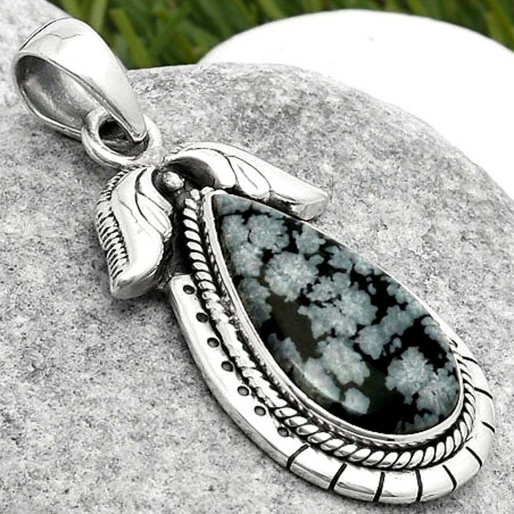 Natural Snow Flake Obsidian Pendant P-1567 SDP114560