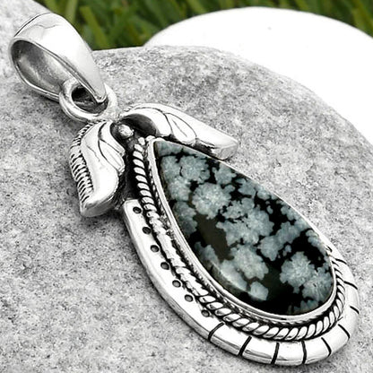 Natural Snow Flake Obsidian Pendant P-1567 SDP114560