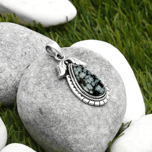 Natural Snow Flake Obsidian Pendant P-1567 SDP114560