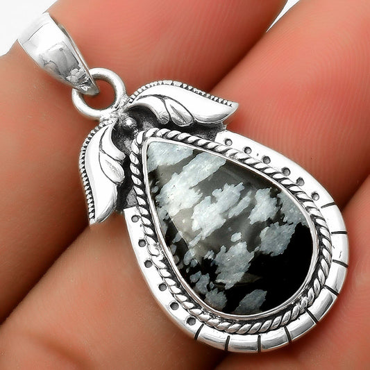 Natural Snow Flake Obsidian Pendant P-1567 SDP114561