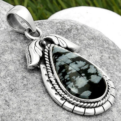 Natural Snow Flake Obsidian Pendant P-1567 SDP114561
