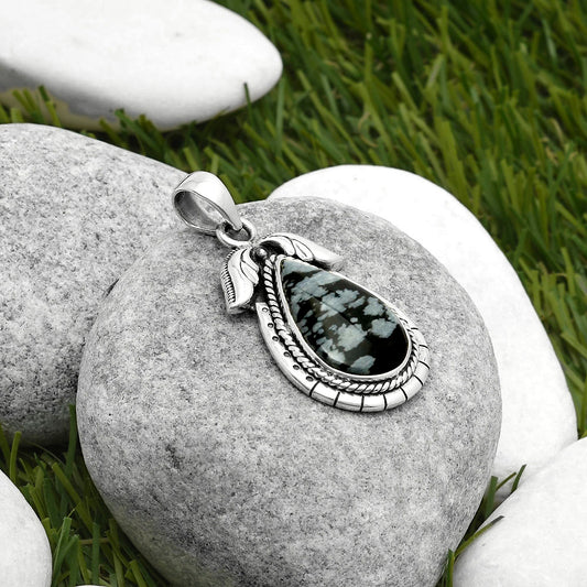 Natural Snow Flake Obsidian Pendant P-1567 SDP114561