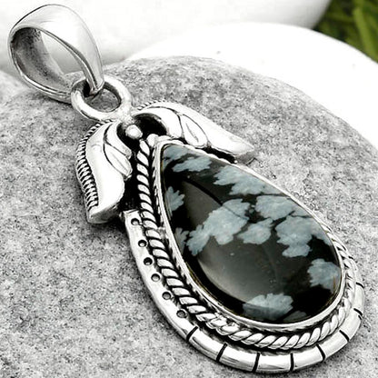 Natural Snow Flake Obsidian Pendant P-1567 SDP114570