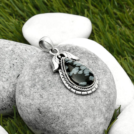 Natural Snow Flake Obsidian Pendant P-1567 SDP114570