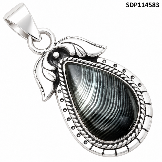 Crown Of Silver Psilomelane - Black Malachite Pendant P-1567 SDP114583