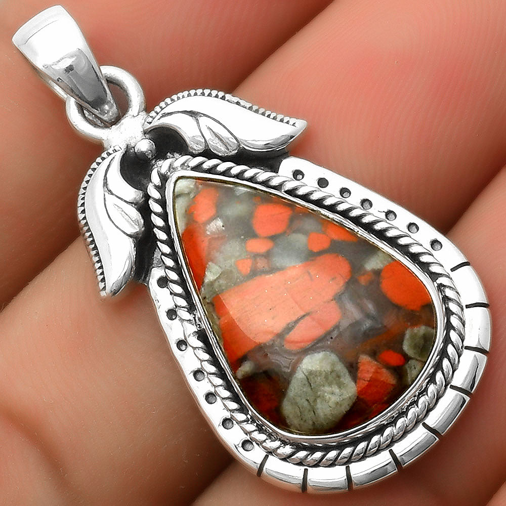 Natural Red Brecciated Jasper Pendant P-1567 SDP114602