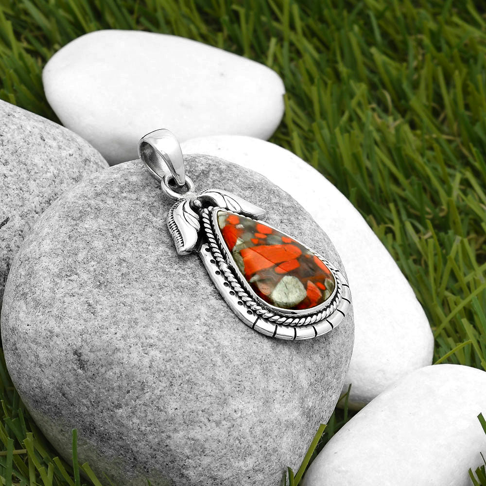 Natural Red Brecciated Jasper Pendant P-1567 SDP114602