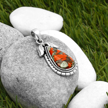 Natural Red Brecciated Jasper Pendant P-1567 SDP114602