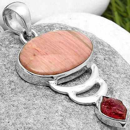 Pink Tulip Quartz & Pink Tourmaline Rough Pendant P-1693 SDP114621
