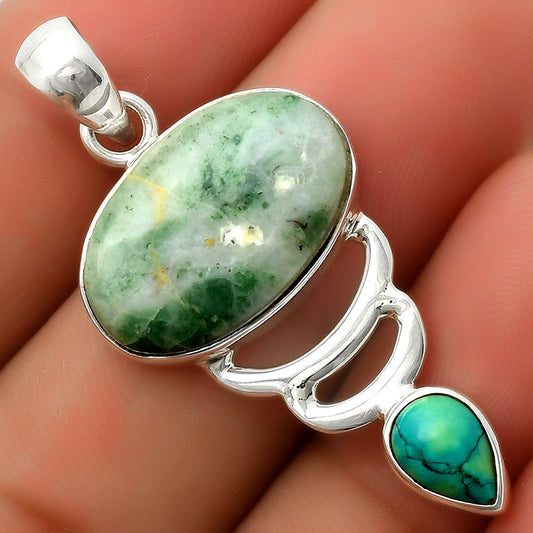 Dendritic Chrysoprase & Turquoise Magnesite Pendant P-1693 SDP114623