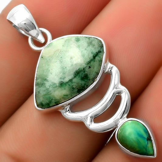 Natural Dioptase & Turquoise Magnesite Pendant P-1693 SDP114632