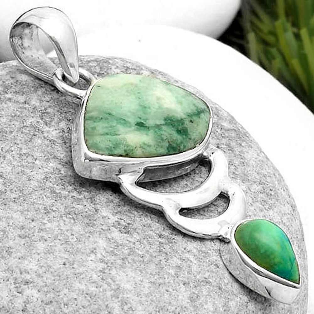 Natural Dioptase & Turquoise Magnesite Pendant P-1693 SDP114632