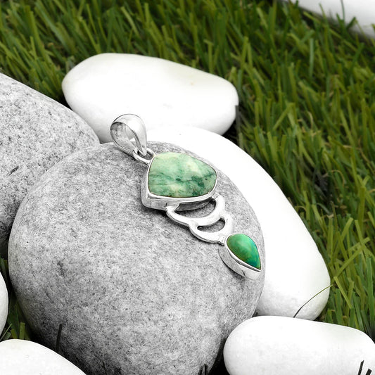 Natural Dioptase & Turquoise Magnesite Pendant P-1693 SDP114632