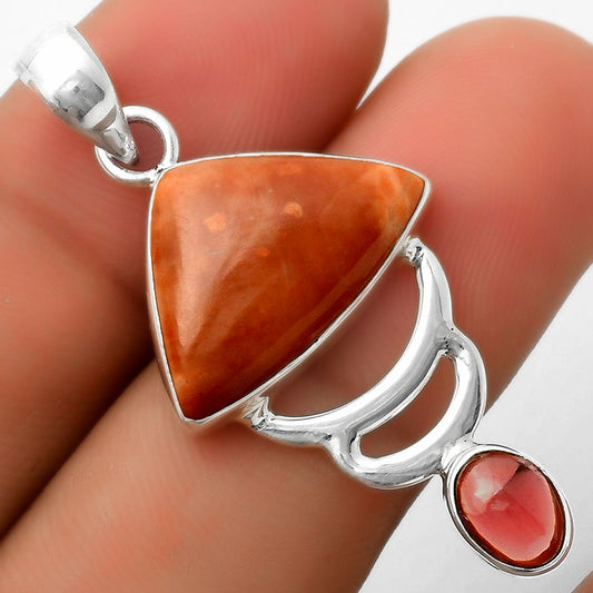 Natural Red Mookaite & Garnet Pendant P-1693 SDP114639