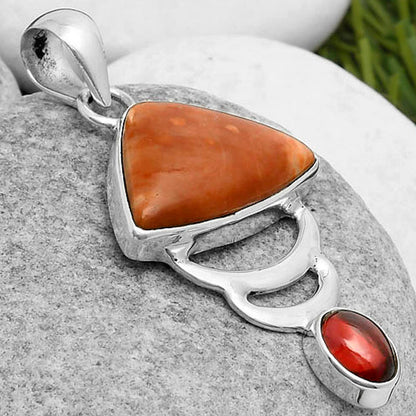 Natural Red Mookaite & Garnet Pendant P-1693 SDP114639