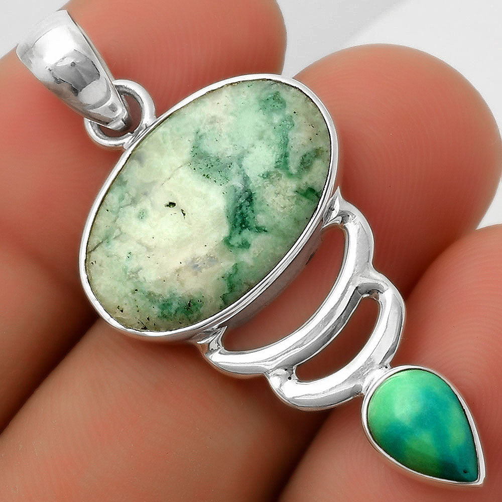 Natural Dioptase & Turquoise Magnesite Pendant P-1693 SDP114641