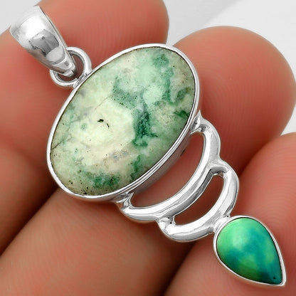 Natural Dioptase & Turquoise Magnesite Pendant P-1693 SDP114641