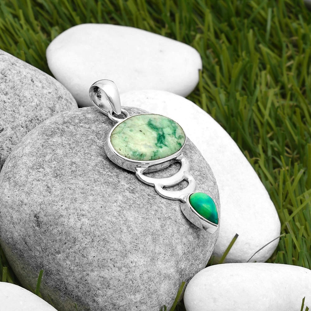 Natural Dioptase & Turquoise Magnesite Pendant P-1693 SDP114641