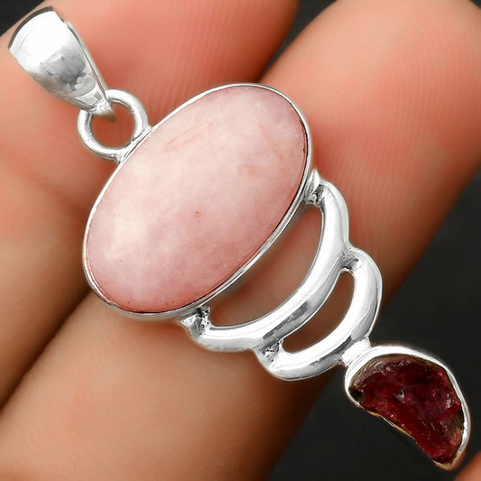 Pink Scolecite & Pink Tourmaline Rough Pendant P-1693 SDP114652