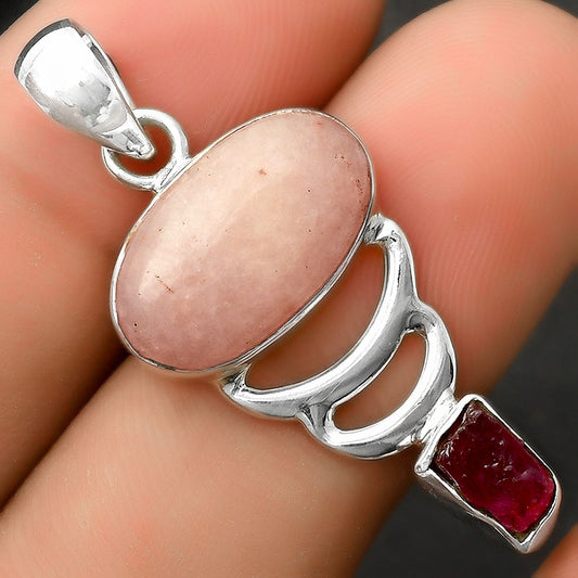 Pink Scolecite & Pink Tourmaline Rough Pendant P-1693 SDP114653