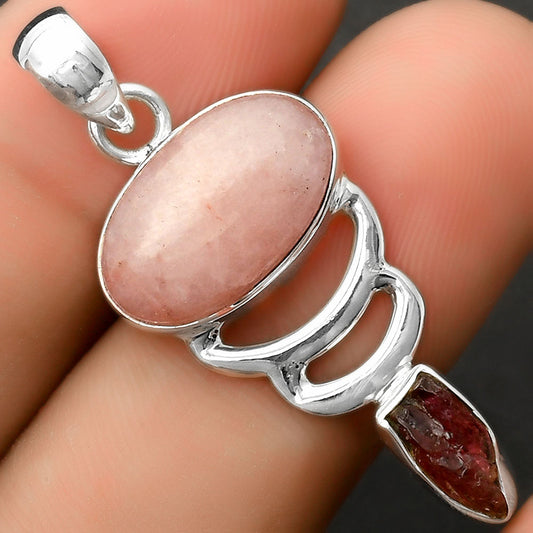 Pink Scolecite & Pink Tourmaline Rough Pendant P-1693 SDP114654
