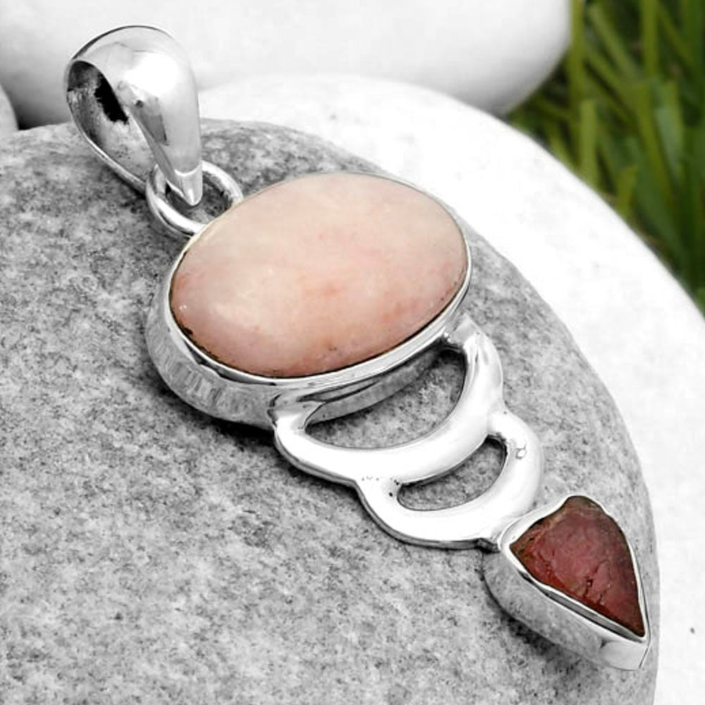 Pink Scolecite & Pink Tourmaline Rough Pendant P-1693 SDP114656