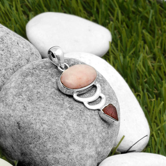 Pink Scolecite & Pink Tourmaline Rough Pendant P-1693 SDP114656