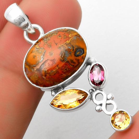 Rare Cady Mountain Agate, Citrine & Garnet Pendant P-1602 SDP114707