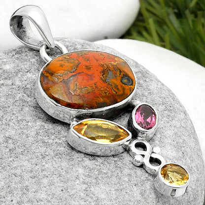 Rare Cady Mountain Agate, Citrine & Garnet Pendant P-1602 SDP114707