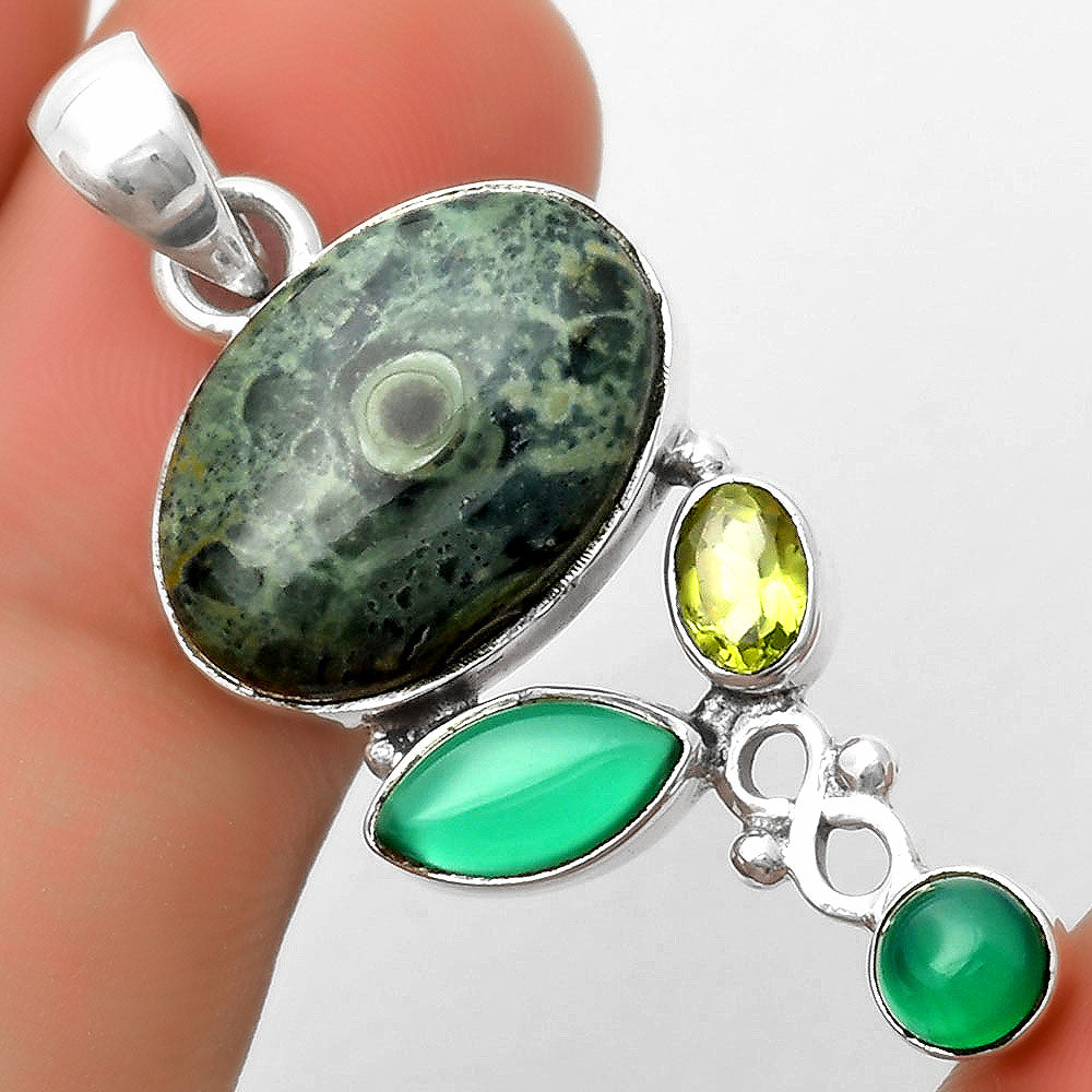 Star Galaxy Jasper, Green Onyx & Peridot Pendant P-1602 SDP114709