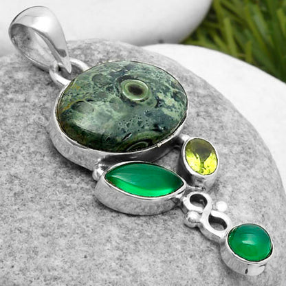 Star Galaxy Jasper, Green Onyx & Peridot Pendant P-1602 SDP114709