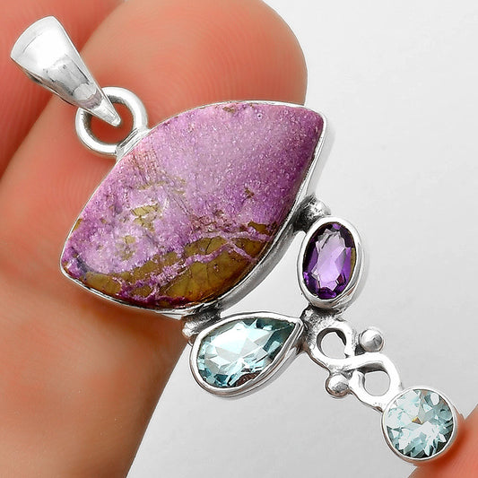 Purpurite, Sky Blue Topaz & Amethyst Pendant P-1602 SDP114714