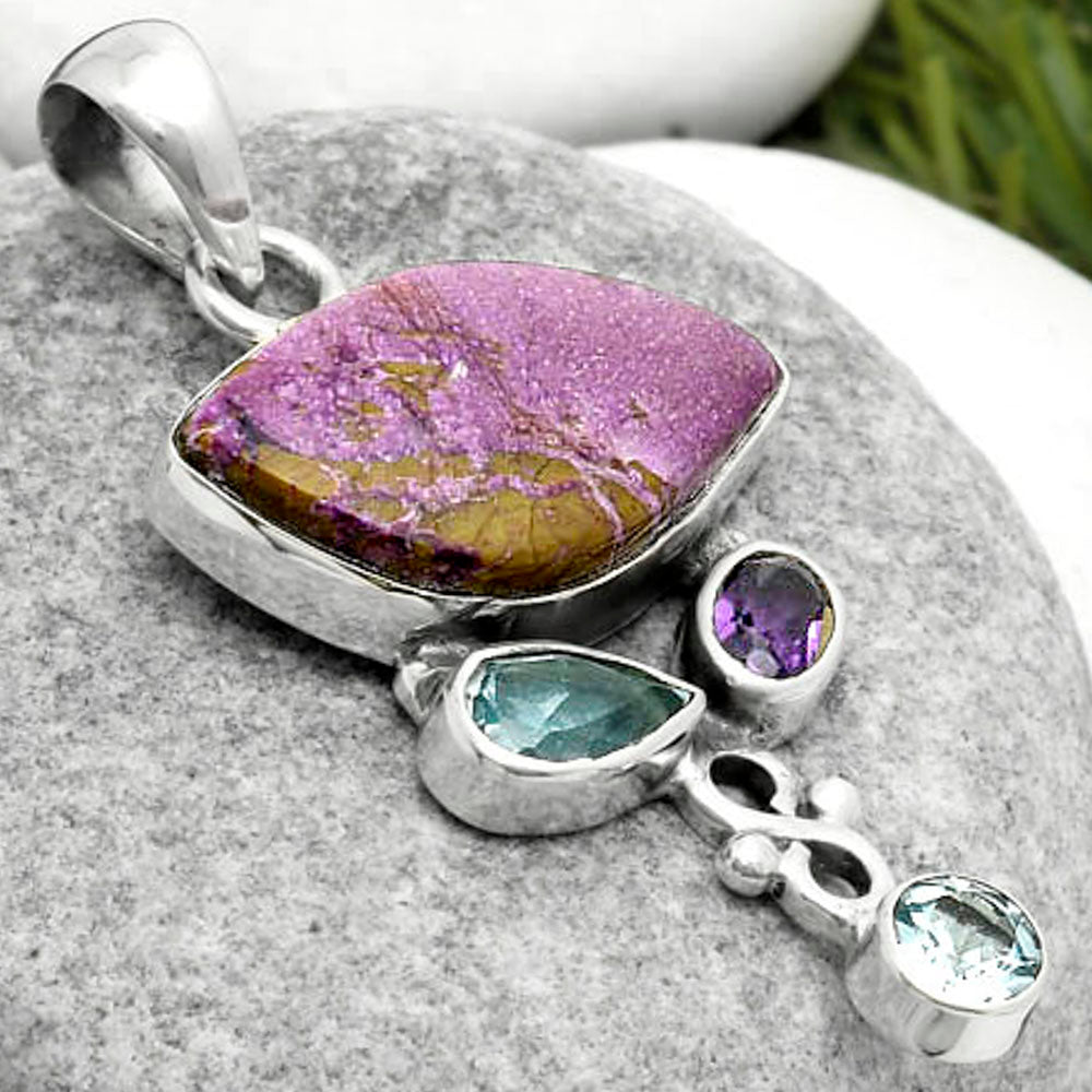 Purpurite, Sky Blue Topaz & Amethyst Pendant P-1602 SDP114714