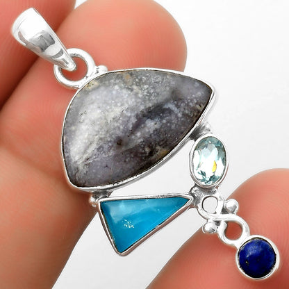 Arizona Burro Creek Jasper, Smithsonite, Topaz & Lapis Pendant P-1602 SDP114718