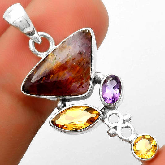 Cacoxenite Super Seven 7 Mineral, Citrine & Amethyst Pendant P-1602 SDP114719