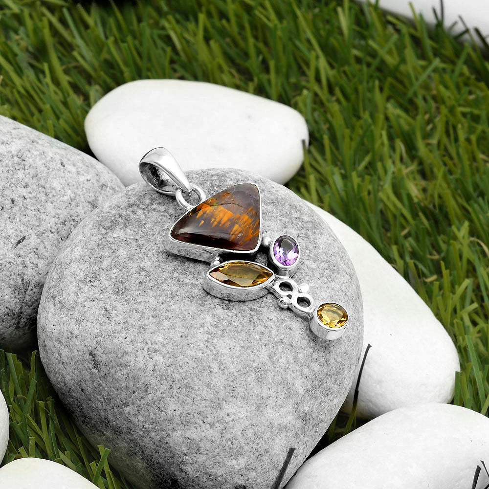 Cacoxenite Super Seven 7 Mineral, Citrine & Amethyst Pendant P-1602 SDP114719