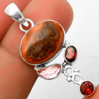 Rare Cady Mountain Agate, Morganite & Garnet Pendant P-1602 SDP114721
