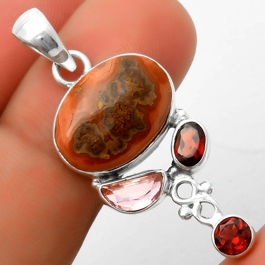 Rare Cady Mountain Agate, Morganite & Garnet Pendant P-1602 SDP114721