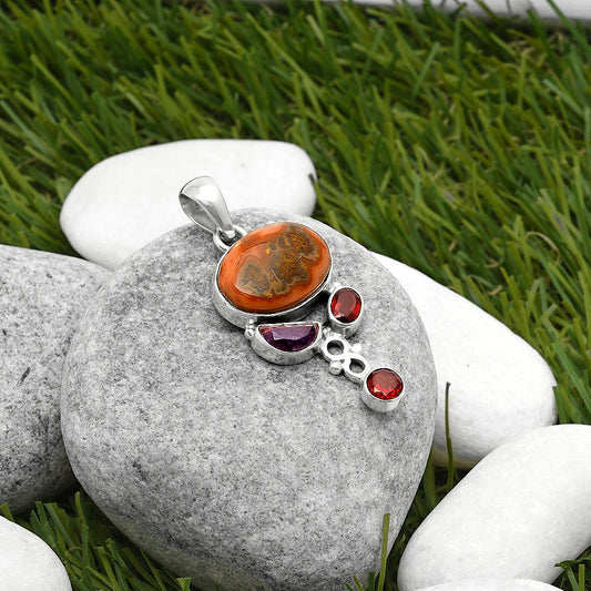 Rare Cady Mountain Agate, Morganite & Garnet Pendant P-1602 SDP114721