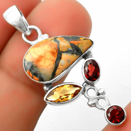 Maligano Jasper, Citrine & Garnet Pendant P-1602 SDP114723