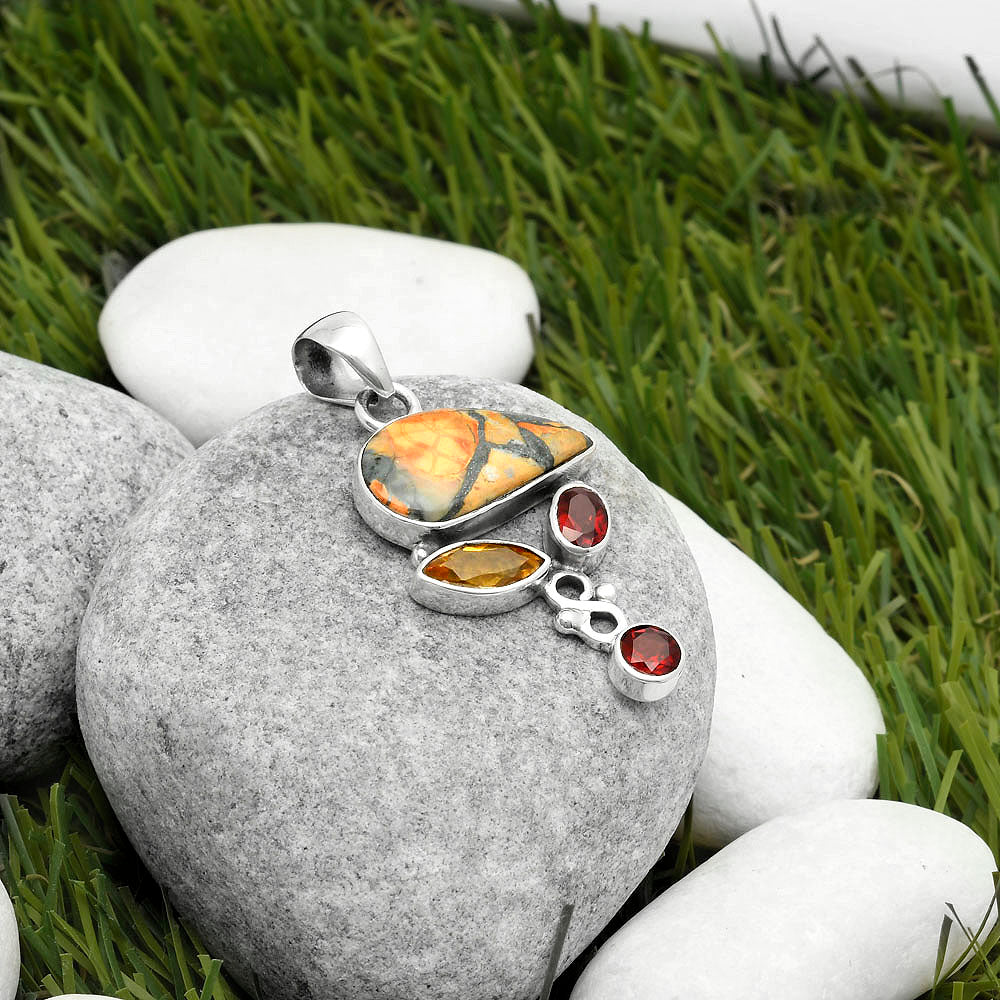 Maligano Jasper, Citrine & Garnet Pendant P-1602 SDP114723