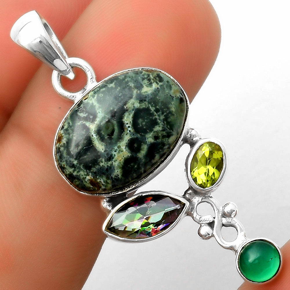 Star Galaxy Jasper, Mystic Topaz, Peridot & Green Onyx Pendant P-1602 SDP114728