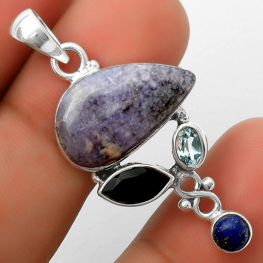 Arizona Burro Creek Jasper, Black Onyx, Topaz & Lapis Pendant P-1602 SDP114732